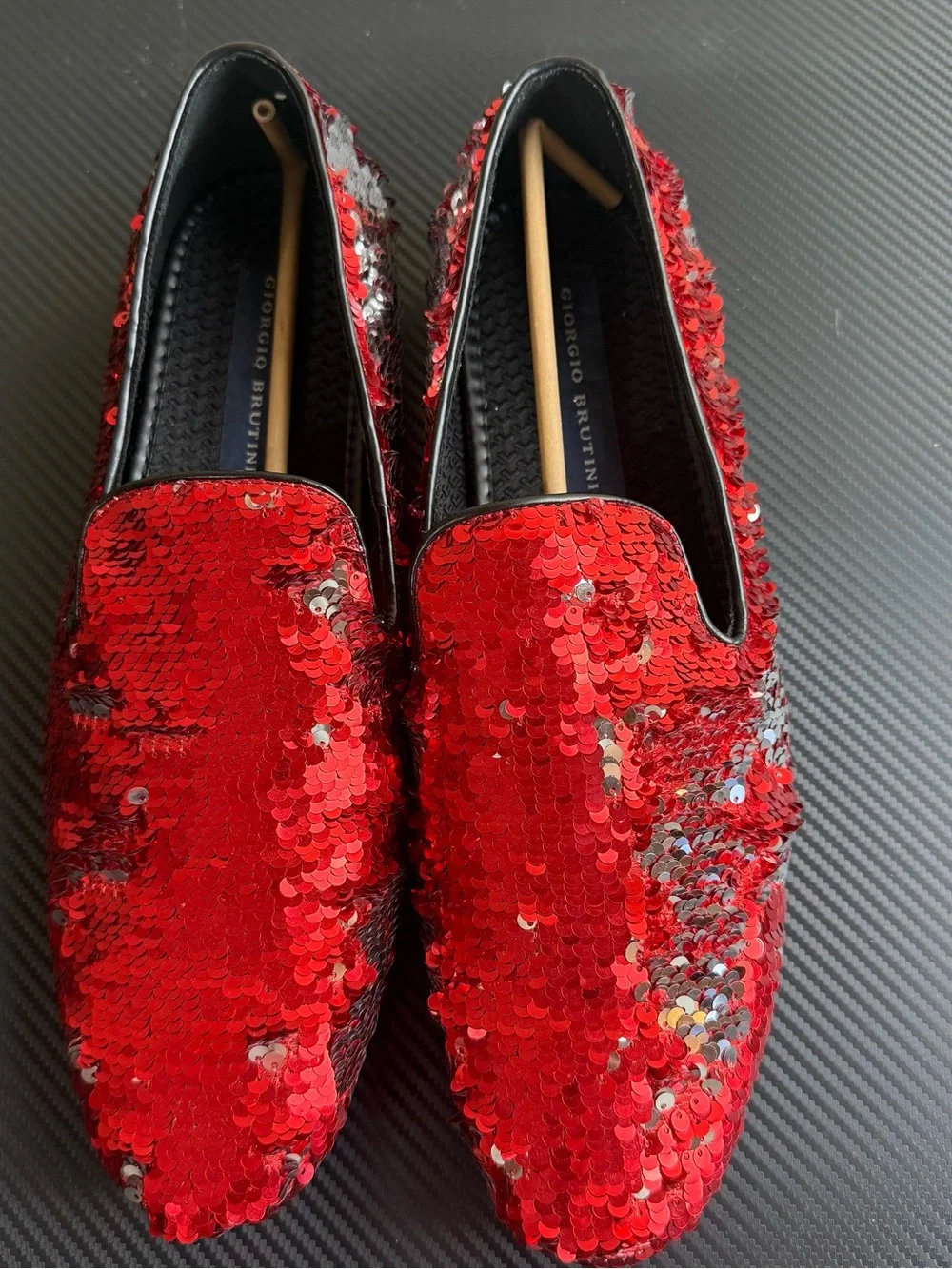 Giorgio Brutini Red Sequin Loafers Men’s 11M w/Matching Bow Tie & Suspenders Set